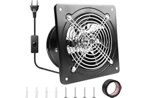 Aicharynic 150mm Abluftventilator 525m³/h mit Rücklaufklappe, Badlüfter Leiser aus Metall, Wandventilator 38W EU-Stecker 6 Zoll Axiallüfter für Küche Badezimmer Garage Untergeschoss Schwarz