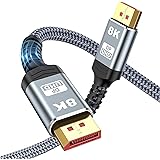 DisplayPort Kabel 1.4 (2M)-Snowkids Displayport 1.4 8K@60Hz 4K@144Hz 2K@240Hz Übertragungsrate 32,4Gbps DSC1.2,Freesync für G