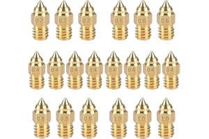 gotyou 20 Pezzi Ugello in Ottone Stampante 3D, 3D Ugelli Stampante Ugello MK8, Ugelli Estrusore MK8, 8 pezzi da 0,4 mm e 3 pezzi da 0,2 mm, 0,6 mm, 0,8 mm, 1,0 mm,Nozzle Kit per Ender 3/Pro/V2/Max