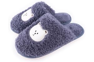 R-ISLAND Zapatillas de estar por casa,Zapatillas de invierno para mujer,con dibujo oso bonito, Comodo y Ligero,Mantener calientes y Anti-Frio..