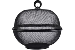 tinysiry Cesto per Frutta in Rete con Coperchio, Cestello per Scarico da Cucina in Acciaio Inossidabile Portafrutta per Verdure con Coperchio Cestello per Scarico per Verdure, Portaoggetti per Verdur