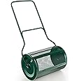 TANGZON 27 Inch Compost Spreader, 76l Peat Moss Spreader with Upgrade U-shaped Handle, Heavy Duty Metal Mesh Push Topsoil Fertilizer Manure Spreader for Lawn and Garden (Green)