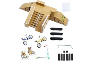 IOUGDSEC Zestaw do skateparku, zestaw do skate parku, części rampy na palec, deskorolkę, park, rekwizyty treningowe z 3 deskami na palce, 2 łyżworolki, skutery