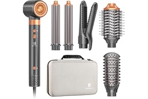 ‎WEBEAUTY [Dual-Spannung] webeauty 7 in 1 Airstyler, 110000U/Min, 25M/S Haartrockner mit Rundbürstenföhn, Auto Lockenstab, Air Haarglätter, Lockenbürste,500 Millionen Negative Ionen Hairstyler für Multistyling