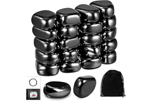 Tatxmalv 20 Piezas Imanes Negro de Hematita, Piedras Magnéticas Naturales Irregulares, Imán de Juego con Cuerda, Imán Decorativo para Familia Oficina Fiesta Refrigerador