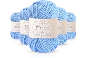 ‎MAXEE Maxee 250g(50gx5) Handstrickgarn Multicolor, Acryl Garn zum Stricken, Weicher Wolle zum Häkeln und Kunsthandwerk, Hand Knitting Garn zum Häkeln, Schals für Strickanfänger, Erfahrene Stricker