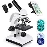 Professional Microscope for Adults with Phone Adapter, Microscope Slides Set for School Lab, Home, Biological Scientific Rese