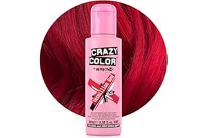 Crazy Color Vibrant Vermillion Red Semi-Permanent Hair Dye. Highly Pigmented Scarlet Red Conditioning & Oil Nourishing Vegan Formula | No Bleach or Ammonia | 100ml