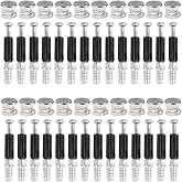 OTYMIOW 50Sets Eccentric Connectors Cam &Oslash;14.5mm with Pins M6 x 45mm, Eccentric Connectors for Furniture Cam Lock Nuts Cam Con