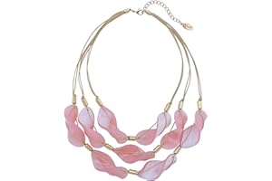 Bocar 3 Strand Statement Acetate Necklace Women Fashion Resin Multi Layered Collar Necklaces
