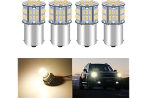 DEFVNSY 4-Pack Blanco cálido 1156 BA15S Lámparas LED 1141 1003 7506 Bombillas LED 3014 54-SMD para luz Interior de 12V-24V, Remolque, Caravana, Luces de Marcha atrás de Coche, luz Trasera