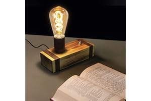 GBLY Lampa stołowa w stylu vintage, drewniana, lampa stołowa, retro, lampka nocna, E27, industrialna, 20 cm, lampka nocna z wtyczką, do sypialni, salonu, gabinetu - bez źródła światła