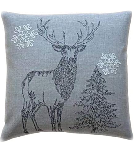 Raebel Tovaglia Natale 85x85 Cm Con Ricamo Alce, Alberi E Stelle - Grigio Melange - Poliestere Lavabile - 2