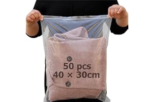 DITK-U 50Pcs Reusable Ziplock Bags Travel Clothes Storage Bags Clear Clothes Bags Clear Seal Bags Waterproof Luggage Organiser for Clothes, Shoes, Cosmetics 30 x 40 cm （without Hole）