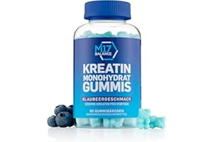 M17 BALANCE Creatin Monohydrat Gummibärchen - 5000 mg Kreatin mit BCAAs & L-Carnitin pro Dosis - Für Muskelaufbau - Zuckerfrei, Anti-Schmelz-Formel, Vegan, Glutenfrei - 30 Portionen (90 Stück, Blaubeere)