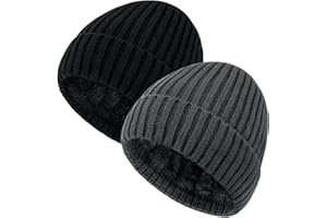 CHALIER Gorro de Invierno Tipo Slouch Beanie de Punto Cesta con Suave Interior de Forro Polar