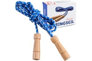 KLEINTOBER Corde à sauter pour enfants I Corde a sauter sport en coton de haute qualité I 260 cm, réglable, en rose I Avec instructions I Idéal comme cadeau