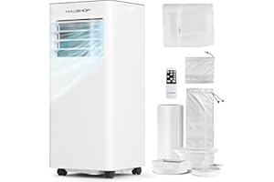HAUSHOF Mobile Klimaanlage 9000BTU 4-IN-1, Kühlen/Entfeuchten/Lüften/Schlafen Klimagerät Mobil mit Abluftschlauch, Fernbedienung, Isolierhülle für Räume bis 30 m²
