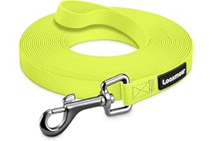 Looxmeer Guinzaglio Addestramento per Cani, Guinzaglio per Cani 3 m/5M/7M/10M/15M/20M/25M/30M, Lunghina Cane Leggero Durevole con Moschettone a D, Custodia Portabile, Giallo Fluo