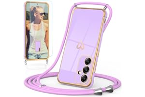 Togestar Handykette Hülle für Samsung Galaxy A13 5G/A04s/M13 5G Handyhülle mit Band und Schutzfolie, Kameraschutz Herz Love Design Stoßfeste Schutzhülle Silikon TPU mit Kordel zum Umhängen, Lila