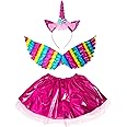 Partysanthe Unicorn Dress with Headband wings Princess Costume Birthday Party Outfit Tutu for Girls 1 to 6 Age Multicolor Dress set of 3 Pcs
