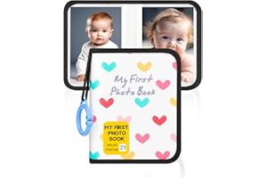 NISELITY Baby Photo Album Holds 21 6x4 Photos, My First Photo Book for Baby or Toddlers, Love" Babys Photo Album Soft Cloth Family Book, Cute Book Gift for Babies Shower Newborns Family Photos (Black)