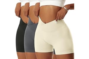 Vertvie Pantaloncini Donna Sportivi Yoga Palestra Pantaloni V Cross Corti Vita Alta Push Up Shorts Booty Scrunch Fitness Leggings Pants per Sportivo Butt Lift Corsa Gym Allenamento Jogging