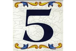 TORO DEL ORO. Números casa. Números y Letras en azulejo. Calca cerámica. Estilo craquelé. Nombres y direcciones. Diseño Craquelé 7,5 x 7,5 cms (5)