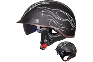 EBAYIN Casque Moto Homme Homologué Casque Bol Homologué Casque Moto Vintage Casque Jet pour Moto Casque Scooter Homme ECE Homologué Pilote Jet Casque Personnalité Casque de Moto,K-M=（57~58cm）