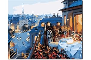 DIY Vorgedruckt Leinwand-Ölgemälde Geschenk für Erwachsene Kinder Malen Nach Zahlen Kits Home Haus Dekor - Paris Hotel 40*50 cm