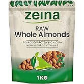 Zeina California Raw Almonds Extra No.1 (1Kg) - Vegan and Kosher Approved Healthy Snack High in Fibre, Minerals, Vitamin E