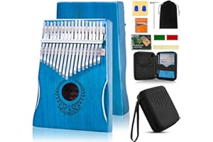 laqula Kalimba 17 Teclas Pulgar Piano - Piano de Dedo Mbira Sanza Instrumento Musical Profesional con Estuche Protector Instrucción de Estudio Martillo de Afinación Regalo para Niños Adultos