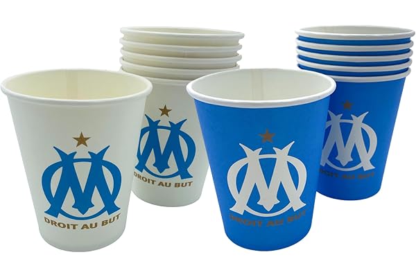 OLYMPIQUE DE MARSEILLE 12 x verre gobelet jetable 25cl OM - Collection officielle