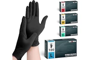 Kotarbau® 100 sztuk jednorazowych rękawiczek nitrylowych, jednorazowe, L, czarne rękawiczki, jednorazowe rękawice gumowe, rękawice ochronne, akcesoria warsztatowe, rękawiczki kuchenne