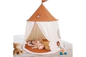 GEIWENLE Tenda da gioco per bambini, Castello da Principessa Principe Tenda da Gioco, tenda indiana portatile Pop-up, casa di giochi per interni ed esterni, regalo di compleanno di Natal (Orso marrone)