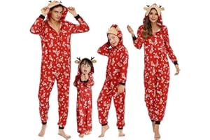 Dihope Pijama Navidad Familia Pijamas Navideños Mujer Hombre Niños Conjunto Ropa de Dormir de Navidad Pijama de Renos de Manga Larga Estampada para Papá, Mamá,Niños y Niñas