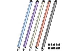 MEKO 5-Pack 2-i-1 Pekpennor med Gummispets för Mobil, iPad och