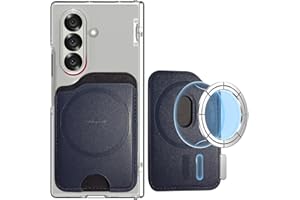 Miimall mag-Safe Wallet para Samsung Galaxy S25 S24 Ultra/Plus/Edge/FE/A17/A16/A56, Soporte para 3 Tarjetas, Cartera Magnetica Movil con Iman, Tarjetero Movil Adhesivo Cuero para Samsung S25 FE, Azul