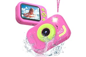 USTEETIC Cámara Fotos Infantil, Cámara Acuática para Niños, 48MP HD 1080P Cámara Impermeable para Niños con Pantalla de 2,4 Pulgadas Tarjeta de 32GB, Flash LED, Regalo para Niños y Niñas de 3-12 Años (Rosa)