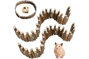 PORFOYO 2 Stück Hamster Holzzaun, Hamster Leiter Brücke Spielzeug, 50cm Biegbare Ratte Leiter Spielzeug, Kleintierkäfig Zubehör Für Mäuse Rennmaus Chinchilla Kauspielzeug Deko