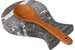 MARBLE HIVES Marble Spoon Rest, Utensil Holder and Versatile Kitchen Counter Accessory with Adhesive Stickers for Secure Placement, 8L x 5.5W x 1H Inches, and Effortless Style and Functionality (BLACK)