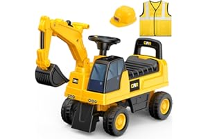Naxudcoo Große Bagger-Spielzeuge für 1-3 Jahre alte Jungen Mädchen: Kinderreittier-Spielzeuge für Kleinkinder, Baufahrzeuge für Kinder, Jungen Geschenke für 1 2 3 Jahre alte Kinder