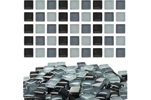 CYH 250 Pieces Bulk Mosaic Tiles, 250g Colored Glass Mosaic Tiles, Opaque Square Mosaic Glass Tiles Crafts Supplies for DIY Picture Coaster Home Mosaic Decoration (Gradient Gray)