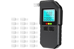 FIVAVA Alkoholtester, Polizeigenaues Promillemessgerät mit Professionellem Digitalem LCD-Display und 20 Mundstücken, Alkomat mit Speicherfunktion & Sprachansage für Haushalt oder Partys