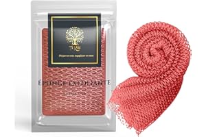 Sarhaana Filet de Douche africain Djampe Eponge de Bain exfoliante Gant Fleur de Toilette XL Accessoire Femme Homme Enfant Filet de Gommage corporelle (CORAIL)