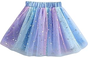 WYONGTAO Kinder Mädchen Tüllrock Pailletten Tütü Rock Glitzer Bunt Ballettrock Prinzessin Minirock Tanzkleid Karneval Partykleid Tanz Rock Tulle Tutu Baby Kinder Rock 1-12 Jahre