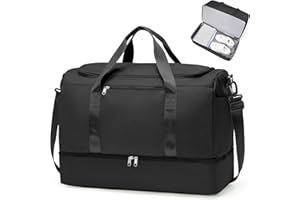 SEAFEW Bolsa de Viaje Extra Grande 50L,Impermeable Bolsa de Deporte para Gimnasio,Bolsa de Mano Equipaje de Fin de Semana para Mujer,Bolso de Natación para Playa,N1-Negro