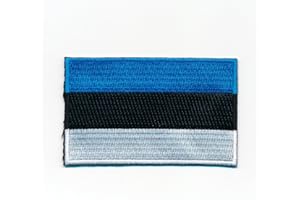 HEGIBAER 30 x 20 mm Estonia Flag Europe Tallinn Tartu Flag Sew-On Iron-On Patch 1057 Mini