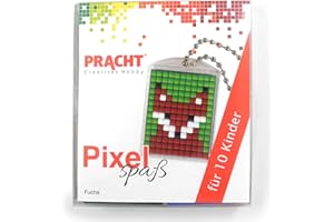 Pracht Creatives Hobby P90058-01501 Fun craft set fox dla dzieci z 10 medalionami do pikselowania, prosty system wtykowy bez prasowania i klejenia, dla przedszkola, szkoły, urodzin i czasu wolnego