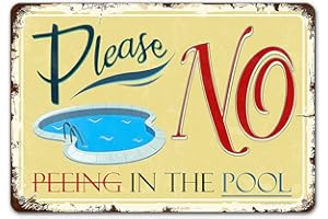 TARIKA Vintage Swimming Pool Tin Sign, Please No Peeing in The Pool, Metal 8x12 Inch Retro Wall Decor for Home Kitchen Seaside Swim Pool Outdoor Fence Wall Decor